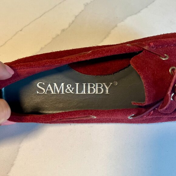 Sam & Libby Red Suede Loafers Size 7.5 - Picture 11 of 13